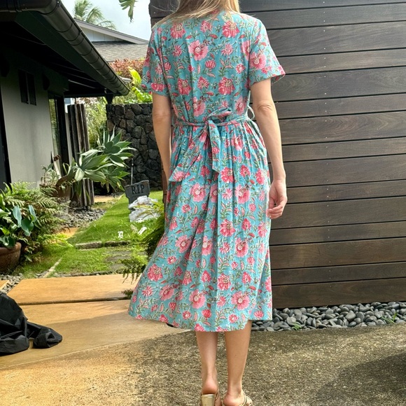 Indian Floral Block Print Dress | Sz OS - Picture 4 of 5
